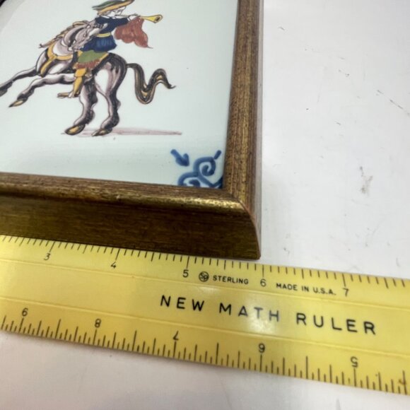 Vintage Royal Makkum Tichelaar Ceramic Tile Painting with Gold Wooden Frame - Picture 9 of 11